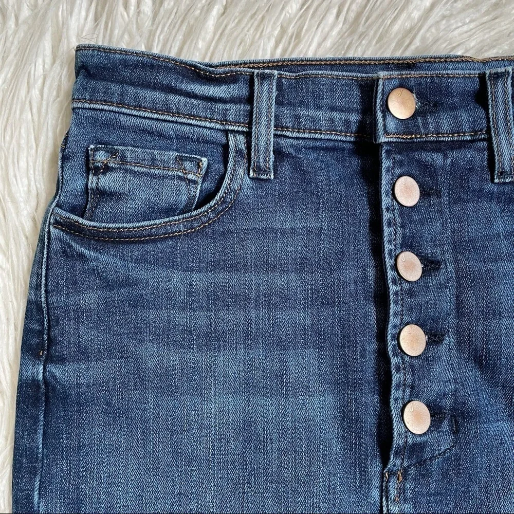 J Brand Roleen Luna Rose Blue Cutoff Denim Skirt